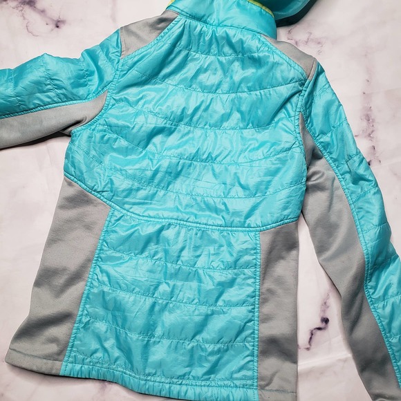 LANDS' END blue green girls hooded coat M - Picture 5 of 8